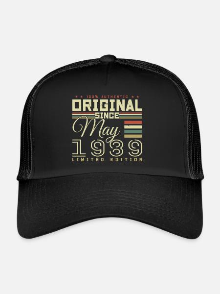 Cadeau Anniversaire Mai 1989, Gift May 1989 - Casquette trucker  - noir/noir - Devant