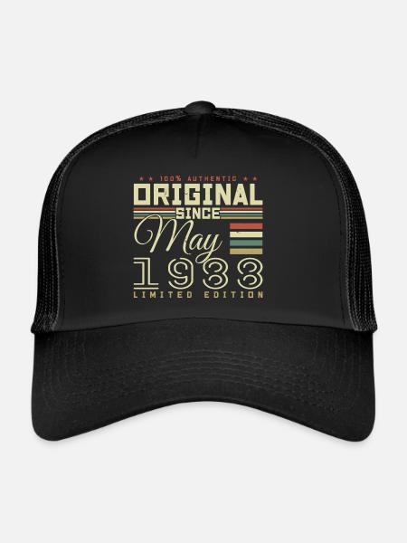 Cadeau Anniversaire Mai 1988, Gift May 1988 - Casquette trucker  - noir/noir - Devant