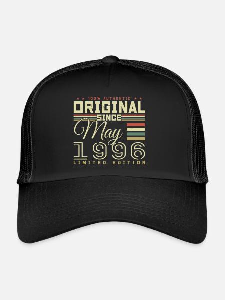 Cadeau Anniversaire Mai 1996, Gift May 1996 - Casquette trucker  - noir/noir - Devant