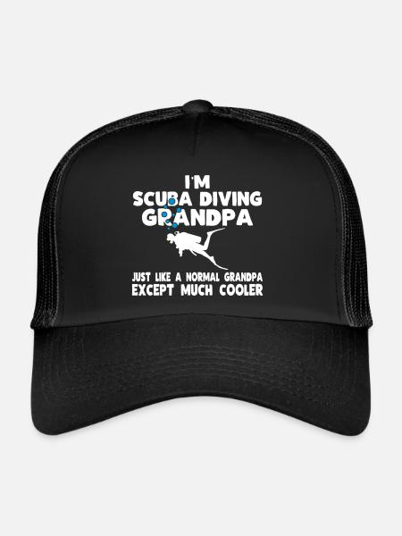 scuba diving grandpa - Trucker Cap - black/black