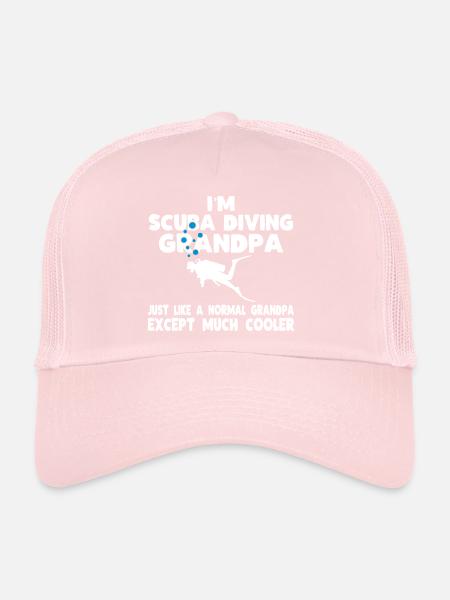scuba diving grandpa - Trucker Cap - pale pink - Front