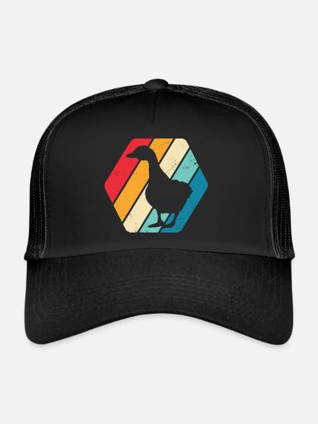 Ente Stockente Wasservogel Fan Retro - Trucker Cap - Schwarz/Schwarz - Vorne