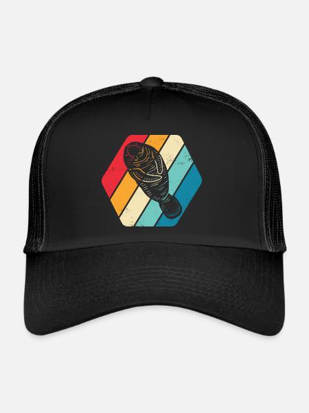Lamantin Sirenia Mer Rétro Mer - Casquette trucker  - noir/noir - Devant