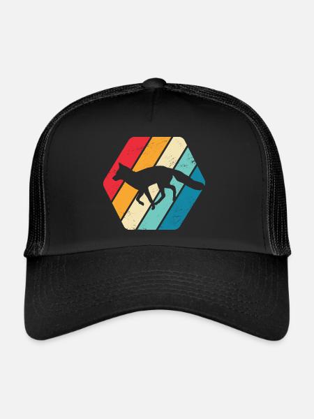 Renard Reineke Redfur Animal Forest Nature Rétro - Casquette trucker  - noir/noir - Devant