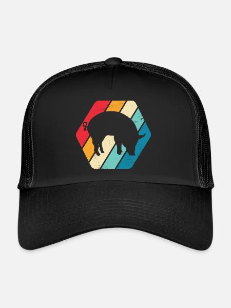 Pig Piglet Pig Farm Farm Farmer Animal Nature - Trucker Cap - black/black - Front
