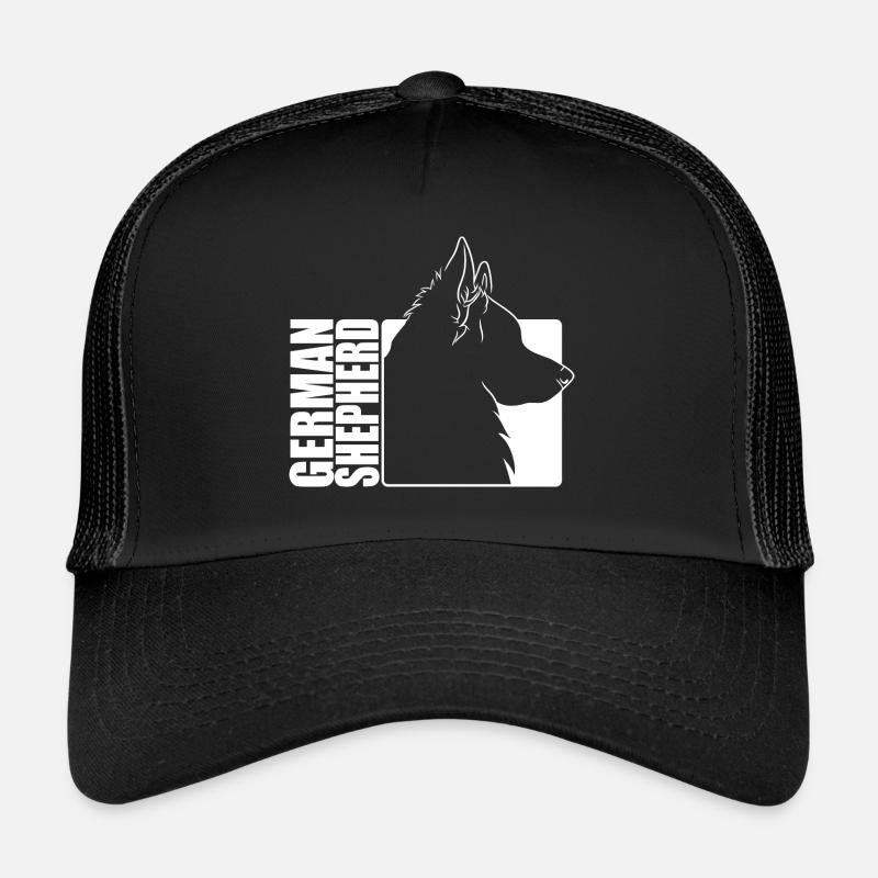 German Shepherd Dog Profil Hunde Hund Wilsigns - Trucker Cap - Schwarz/Schwarz