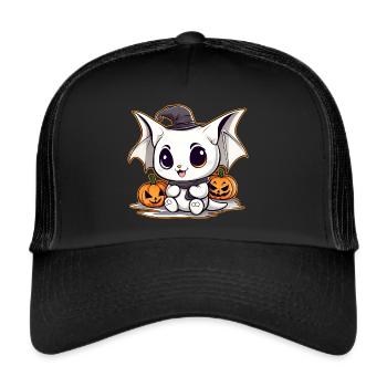 Cute Halloween monster with pumpkins - Trucker Cap - black/black - Front