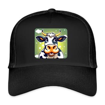 Niedliche Kuh - Trucker Cap - Schwarz/Schwarz - Vorne