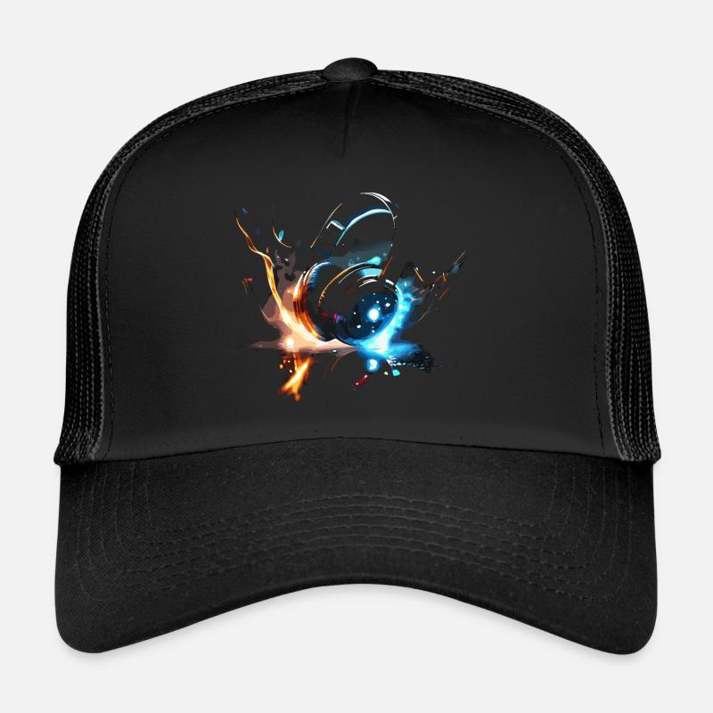 Headphones Glowing Space Design Trucker Cap