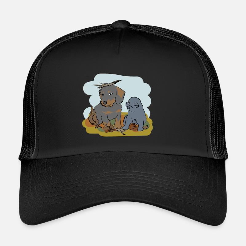 Illustrated design with cat and dog Trucker Cap