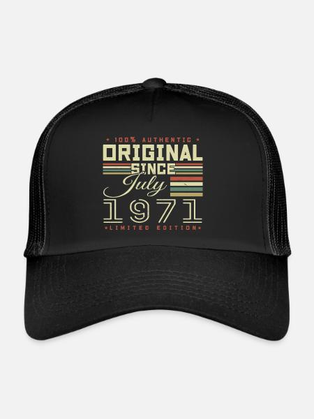Juillet 1971 Anniversaire Juillet 1971 July 1971 - Casquette trucker  - noir/noir - Devant