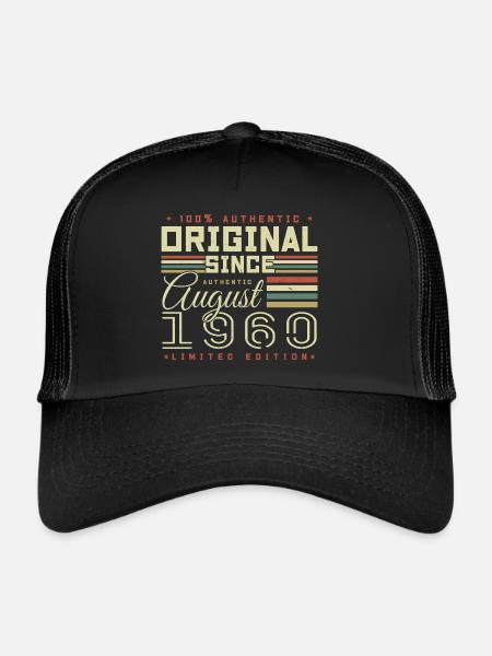 Août 1960 Retro Août 1960 Août 1960 Anniversaire - Casquette trucker  - noir/noir - Devant