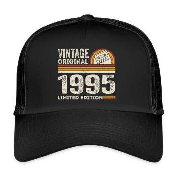 Vintage 1995 Cassette 1995 - 30e anniversaire 1995 - Casquette trucker  - noir/noir - Devant