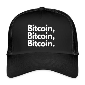 BITCOIN, BITCOIN, BITCOIN. WHITE - Trucker Cap - black/black - Front