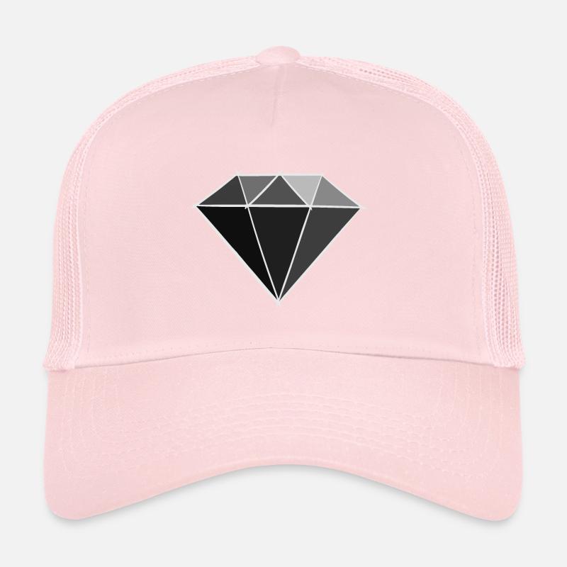 Pierres précieuses : Dessin / symbole de diamant noir. Casquette trucker 