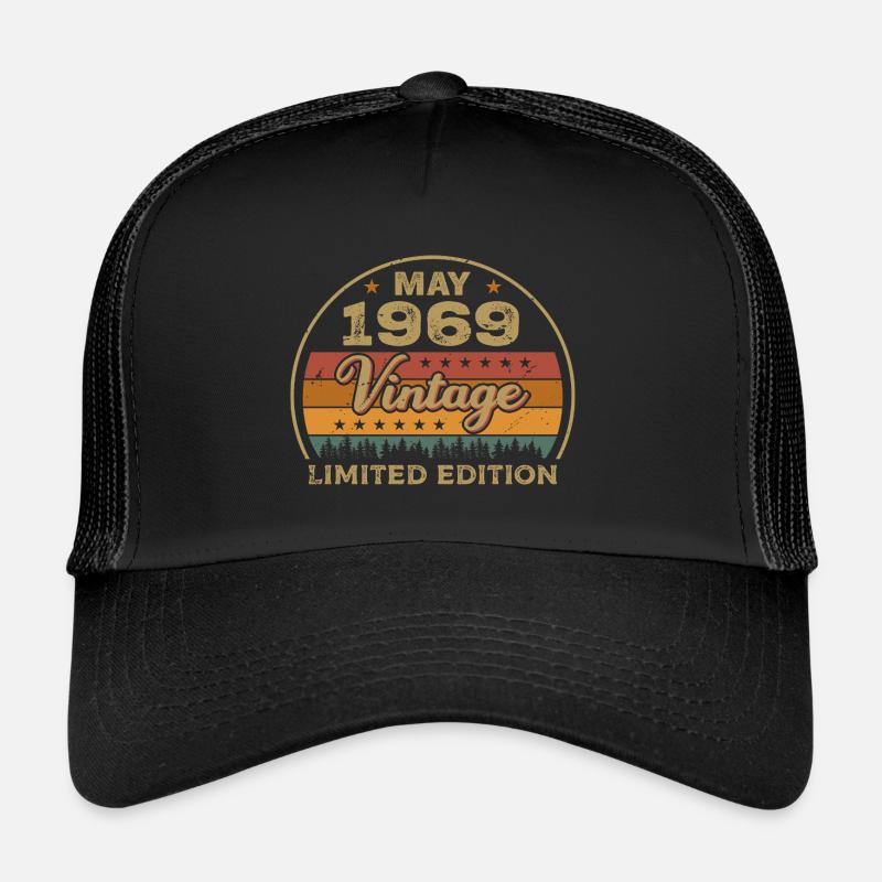 Mai Geschenk Mai 1969 Jubiläum Mai 1969 May 1969 - Trucker Cap - Schwarz/Schwarz