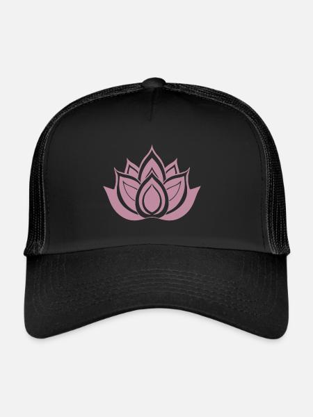 fleur de lotus rose - Casquette trucker  - noir/noir - Devant