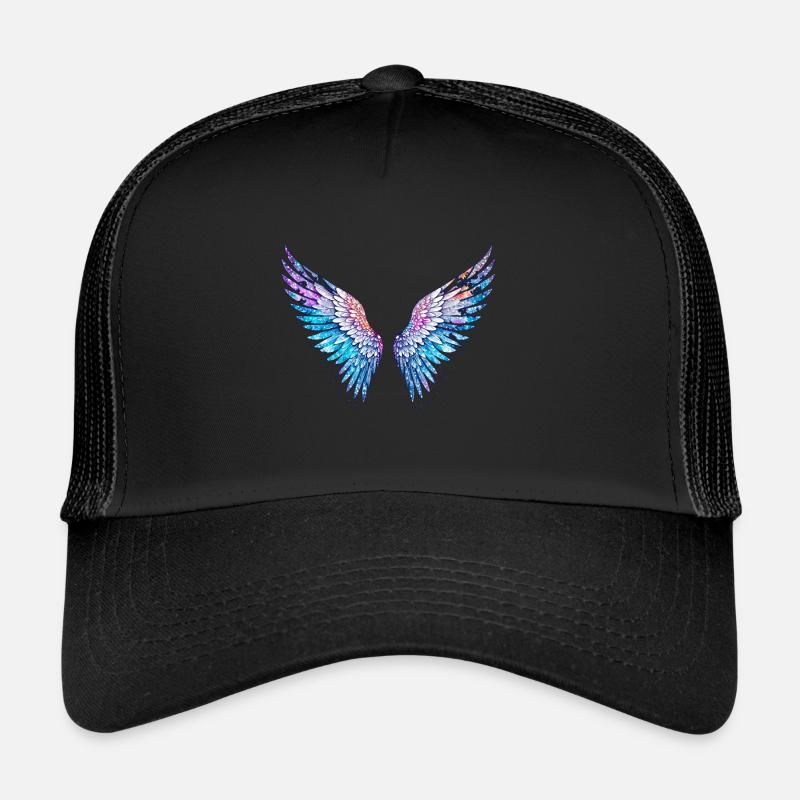 ailes d’ange,plumes,ailes colorées,graffiti,bleu Casquette trucker 