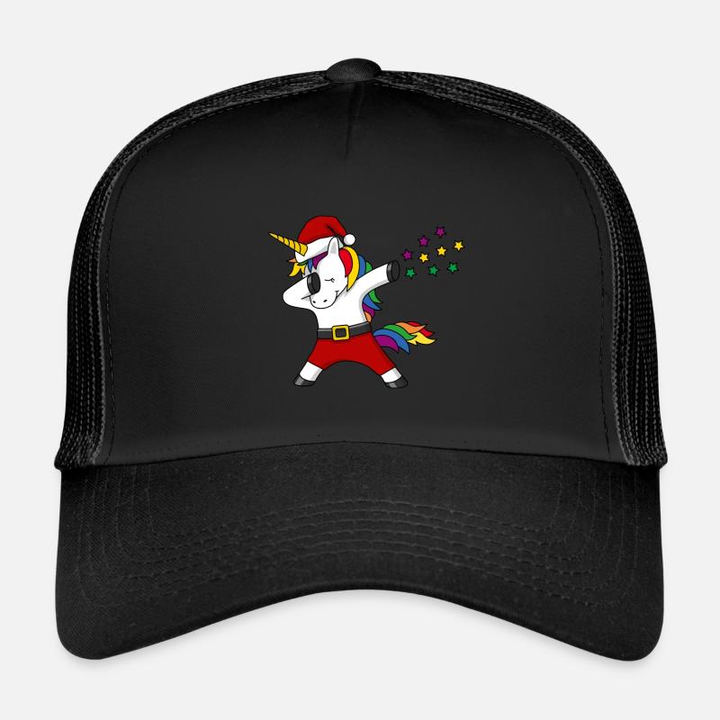 Christmas Unicorn Rainbow dabing Gift Trucker Cap