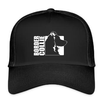 Border Collie Profil Hunde Hund Wilsigns - Trucker Cap - Schwarz/Schwarz - Vorne