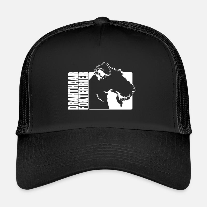 Drahthaar Foxterrier Profil Hunde Hund Wilsigns - Trucker Cap - Schwarz/Schwarz