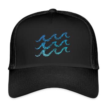 Vagues Gribouillages Couleurs Vague Sailor Surf - Casquette trucker  - noir/noir - Devant