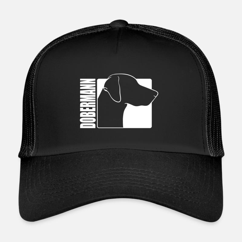 Dobermann Profil IGP Hunde Hund Wilsigns - Trucker Cap - Schwarz/Schwarz