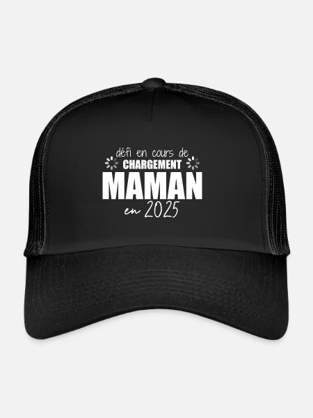 2025 Maman Grossesse Cadeau Humour Mère - Casquette trucker  - noir/noir - Devant