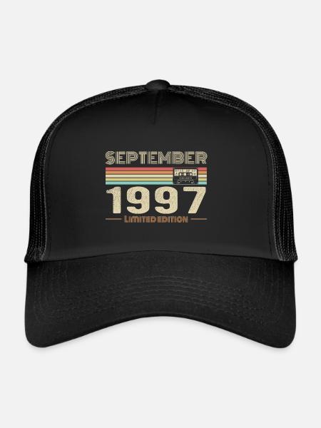 Septembre 1997 Vintage Anniversaire septembre 1997 - Casquette trucker  - noir/noir - Devant