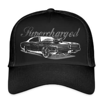 Supercharger Muscle Car V8 - Trucker Cap - black/black - Front