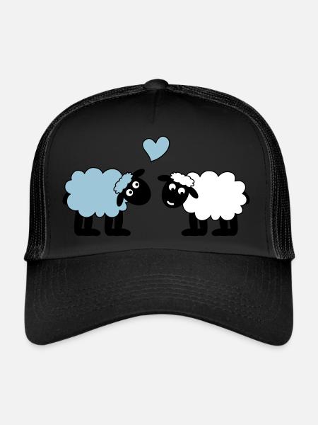 mouton joyeusement amoureux mouton mouton cœur d’agneau - Casquette trucker  - noir/noir - Devant