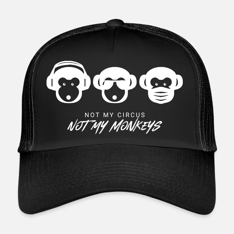 Muniax Monkeys Maske Weiß - Trucker Cap - Schwarz/Schwarz
