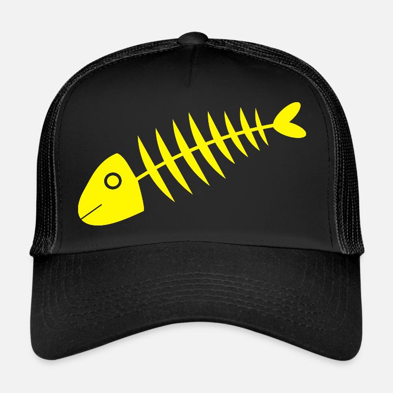 gelber Fisch Comic Fische - Trucker Cap - Schwarz/Schwarz