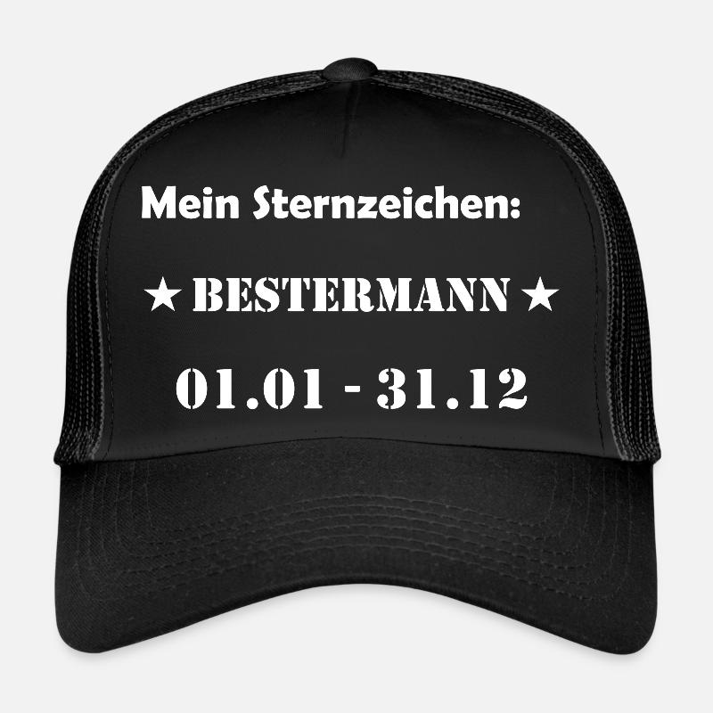 Bester Mann Wassermann Sternzeichen - Trucker Cap - Schwarz/Schwarz