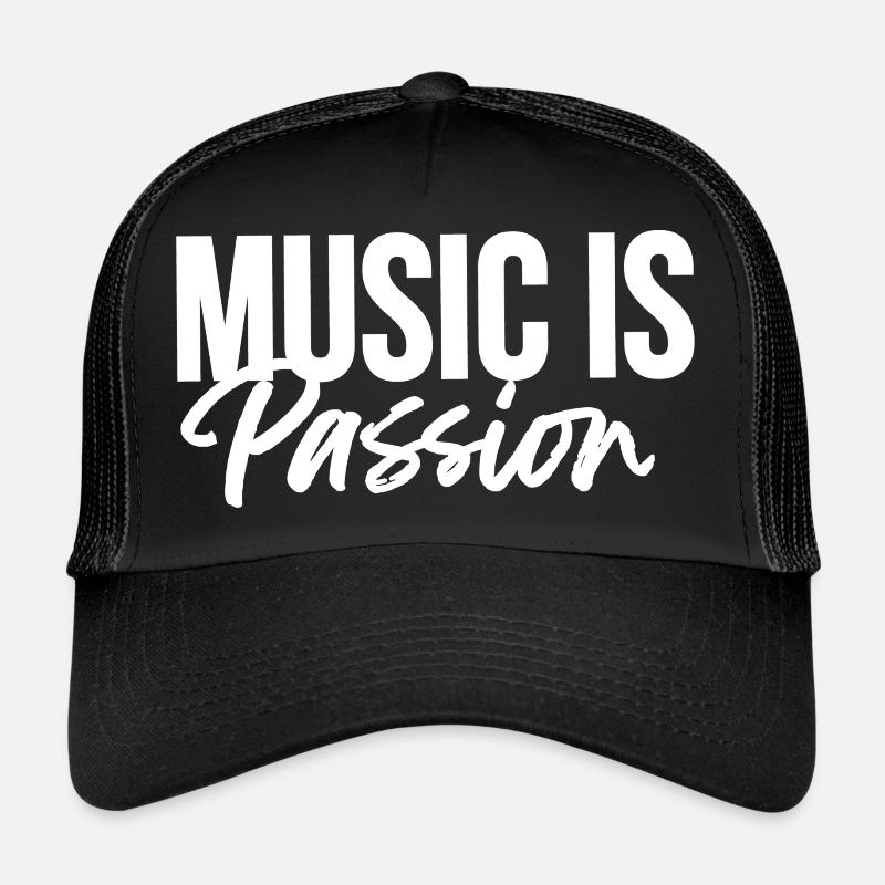 Music is passion - Trucker Cap - Schwarz/Schwarz