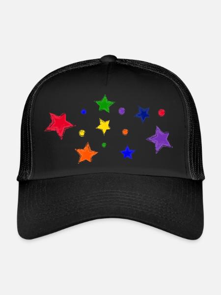 Étoiles et bulles - Casquette trucker  - noir/noir - Devant