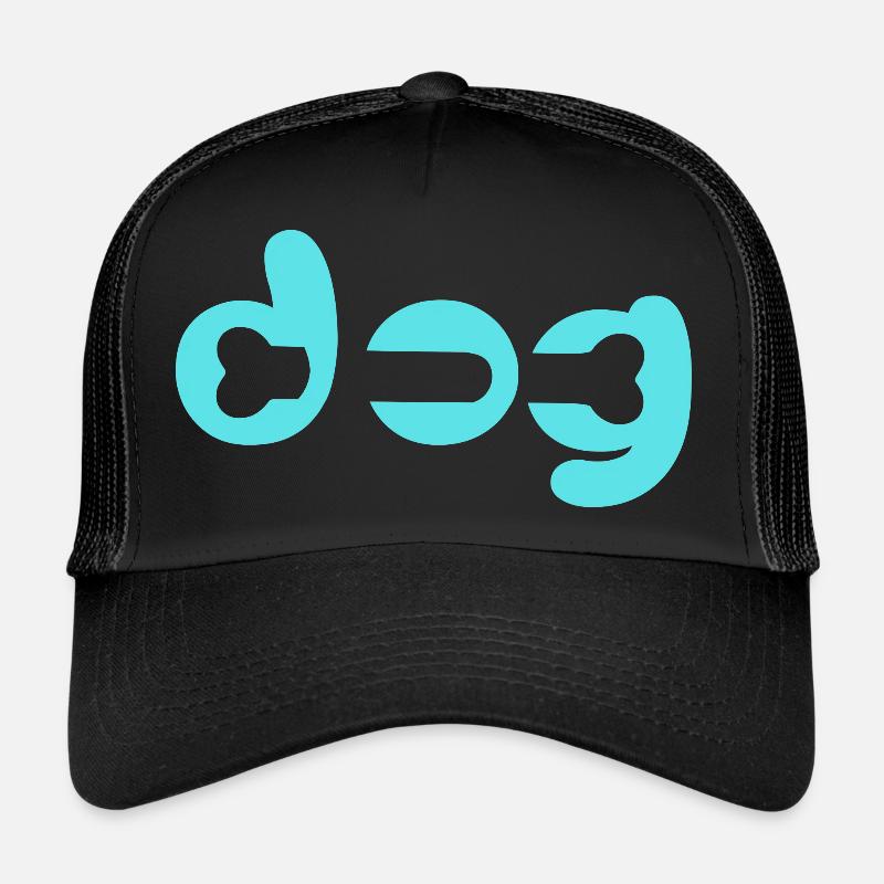 Schriftzug mit Knochen / Hund / Dog / Geschenk - Trucker Cap - Schwarz/Schwarz