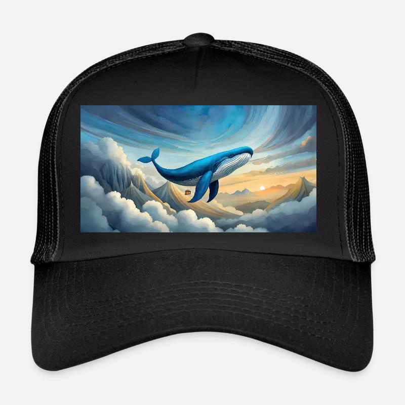 funny hooey a blue whale is super light - Trucker Cap - black/black