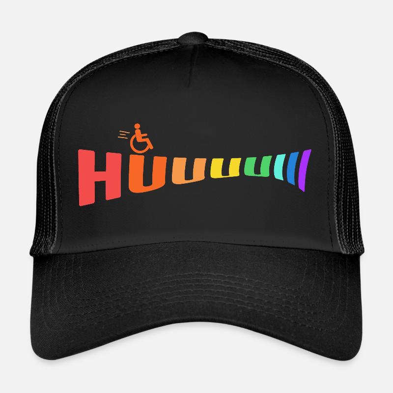 rollstuhlfahrer spruch driving rollstuhl hui bunt - Trucker Cap - Schwarz/Schwarz