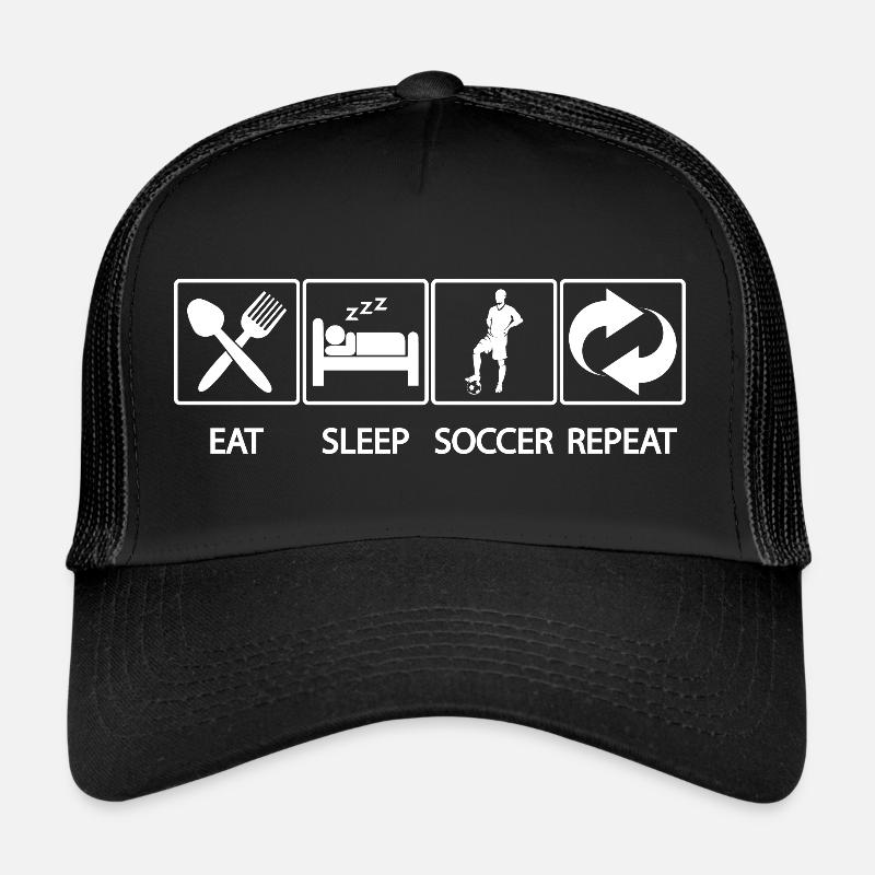 EAT SLEEP SOCCER REPEAT Trucker Cap