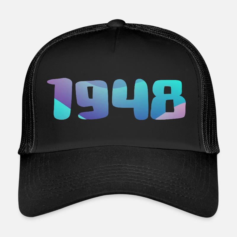 1948 Geburtstagsgeschenk Vintage 1948 Retro 1948 - Trucker Cap - Schwarz/Schwarz