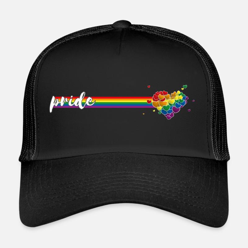 Long Rainbow Flag Hearts Splash Pride Trucker Cap