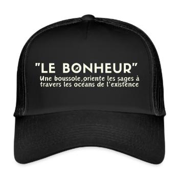 "GLÜCK, ein Kompass, der die Weisen leitet"... - Trucker Cap - Schwarz/Schwarz - Vorne