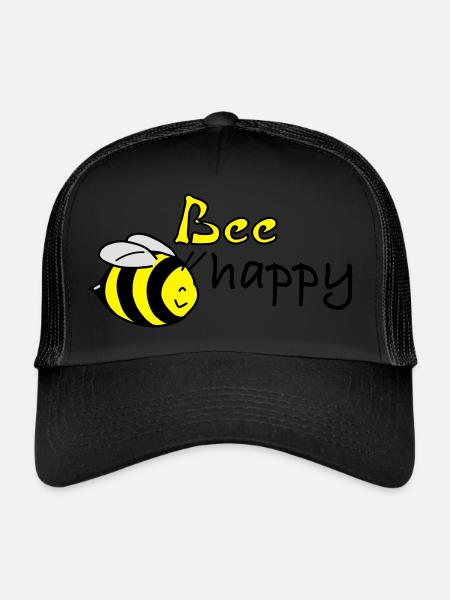 bee happy - Trucker Cap - black/black - Front