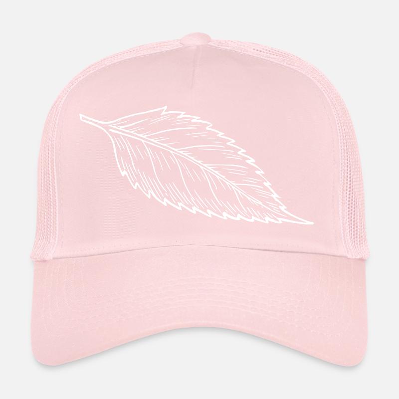 Feuille d’arbre, blanc Casquette trucker 