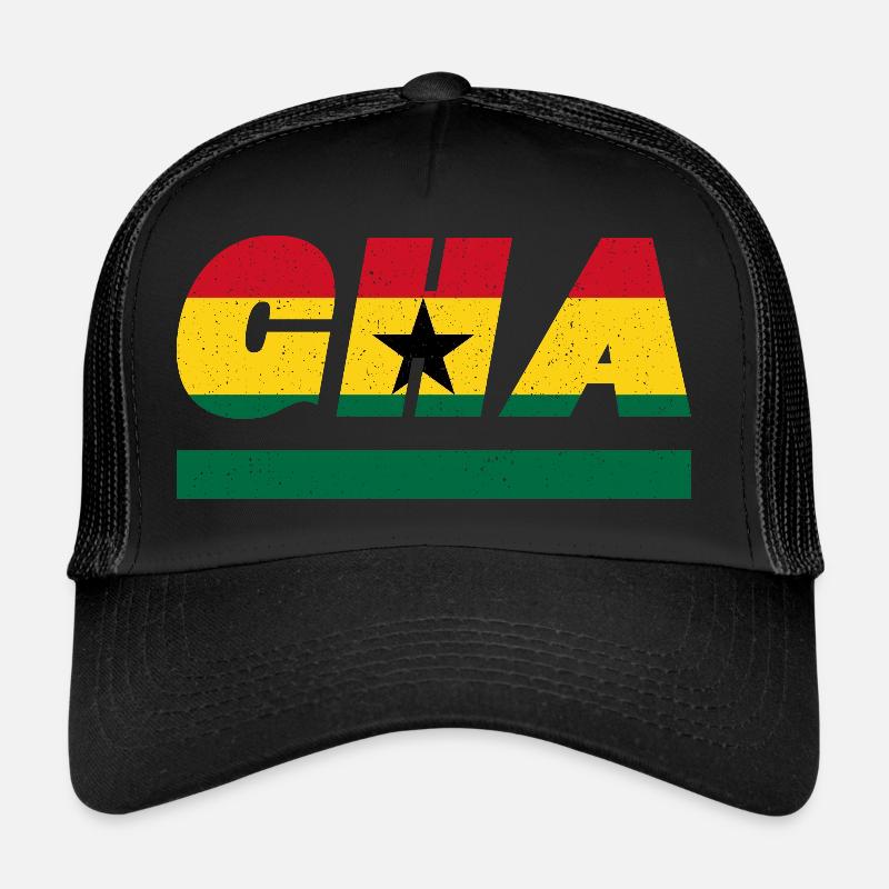 Ghana drapeau drapeau GHA - Casquette trucker - noir/noir