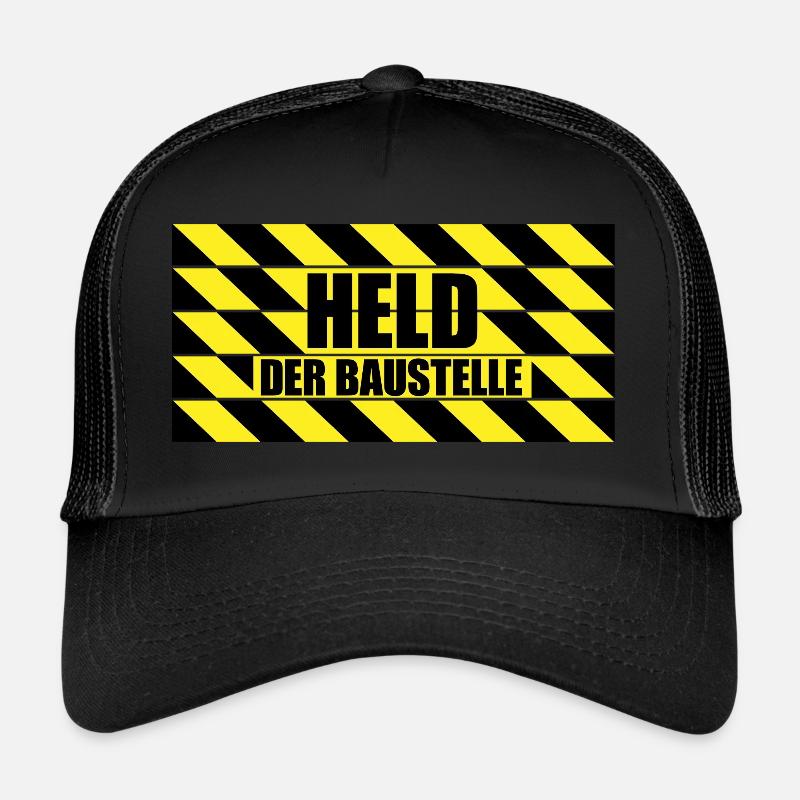 Held der Baustelle! | Bauarbeiter Geschenkidee - Trucker Cap - Schwarz/Schwarz