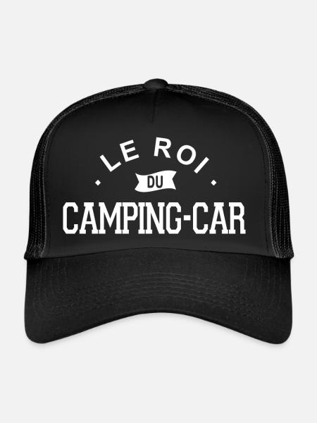 roi du camping car cadeau humour camping-car - Casquette trucker  - noir/noir - Devant