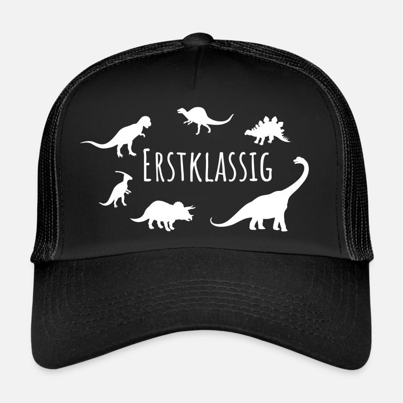 Erstklassig DINO weiss - Trucker Cap - Schwarz/Schwarz