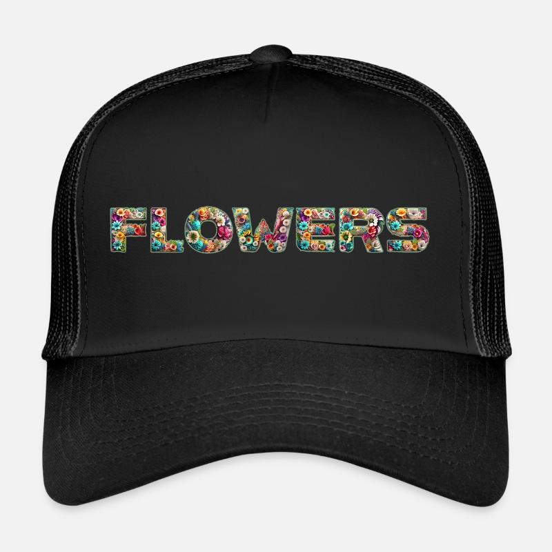 💐🌸🌻 FLEURS - Fleurs 🌻 🌸💐 - Casquette trucker  - noir/noir